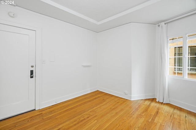 empty room with light wood-style floors, a healthy amount of sunlight, and baseboards