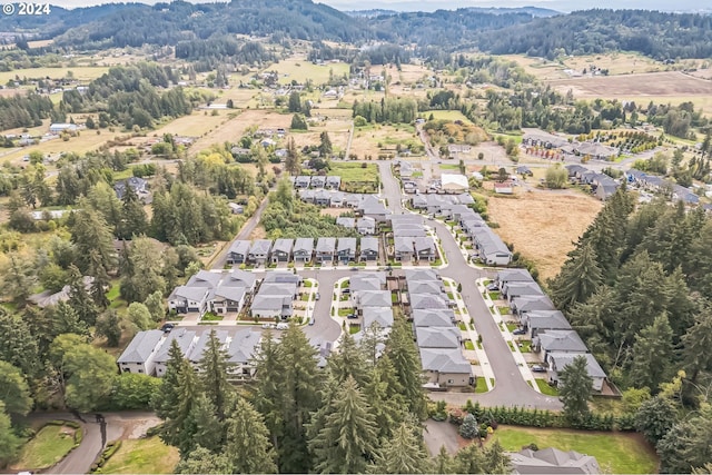 birds eye view of property with a mountain view