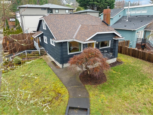 view of front of home with a front yard