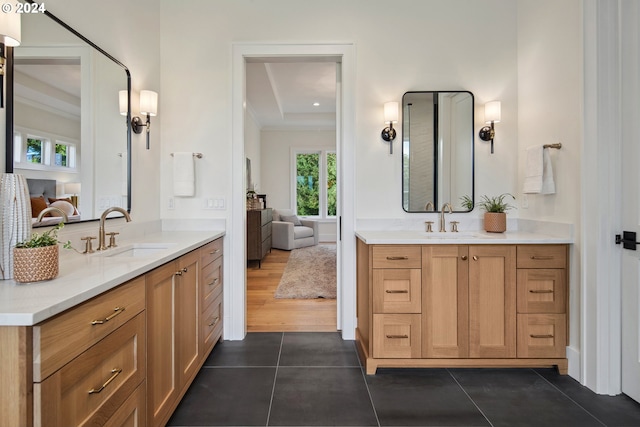 bathroom featuring vanity and tile patterned flooring