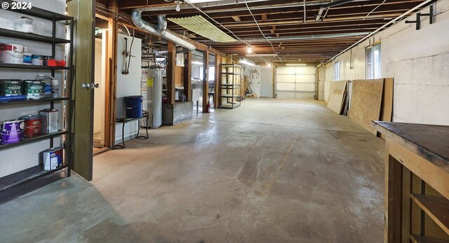 basement with water heater