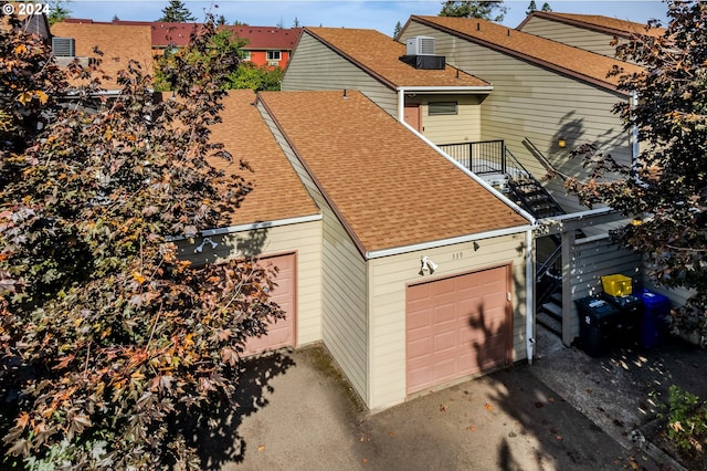 exterior space featuring a garage