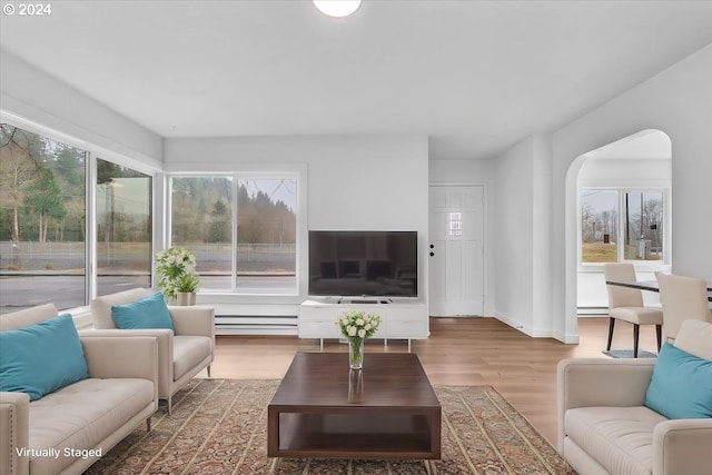 living room featuring wood-type flooring