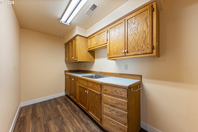 kitchen with sink and dark wood-type flooring