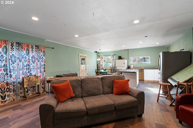 living room with hardwood / wood-style floors