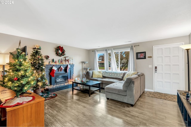 4711 Siesta Ct NE, Salem, OR 97305 - living room with a fireplace and light hardwood / wood-style floors