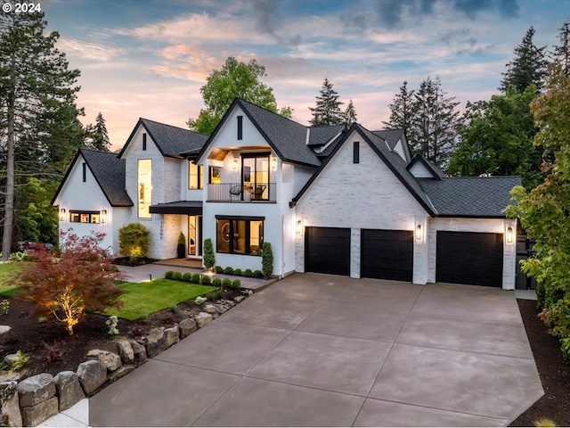 view of front of home with a balcony