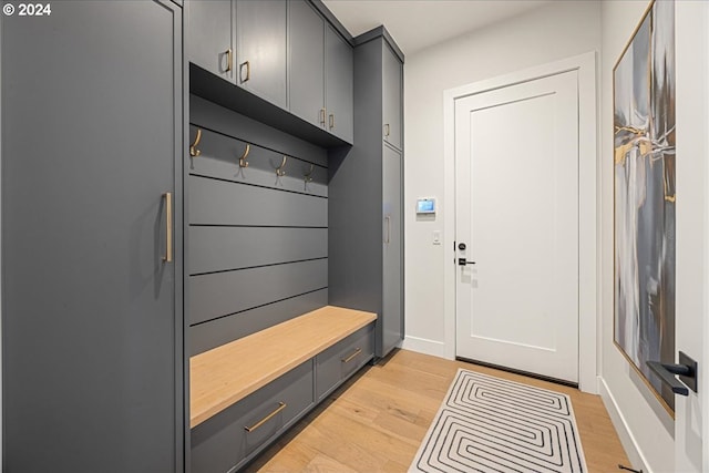 mudroom featuring light hardwood / wood-style flooring