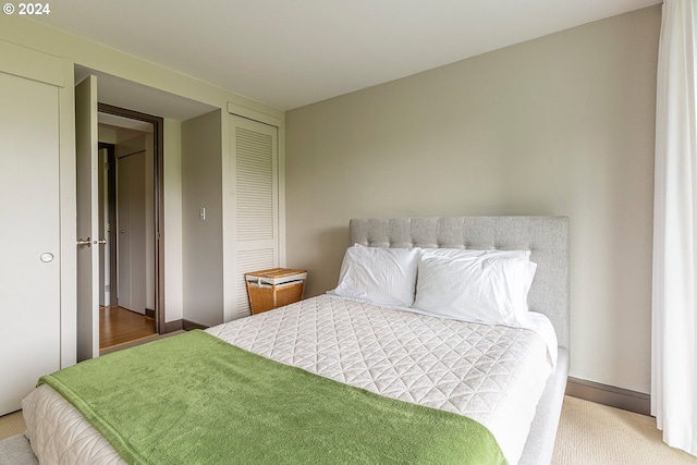 carpeted bedroom featuring a closet