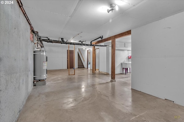 basement with gas water heater