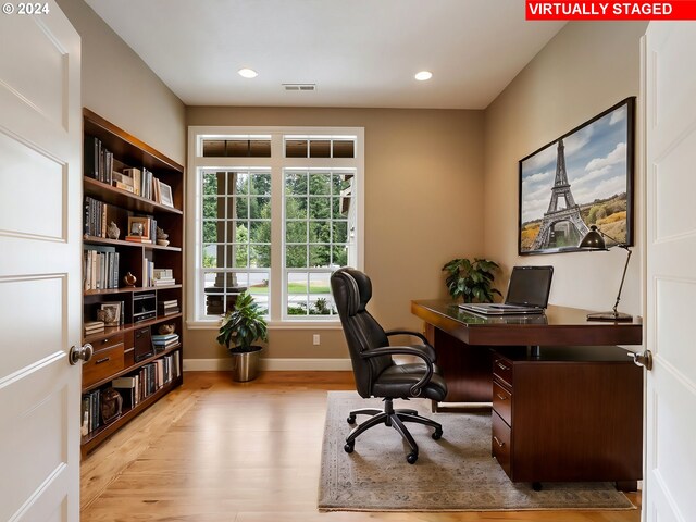 office featuring light hardwood / wood-style floors