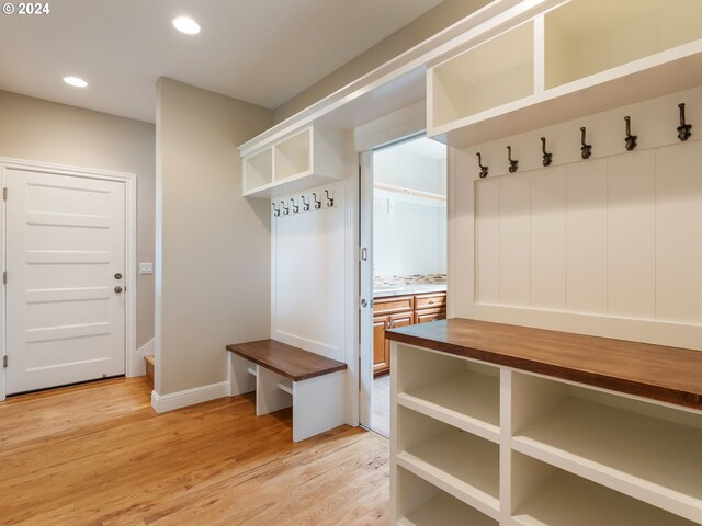 mudroom featuring light hardwood / wood-style floors