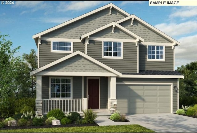 craftsman-style house featuring a garage and a porch