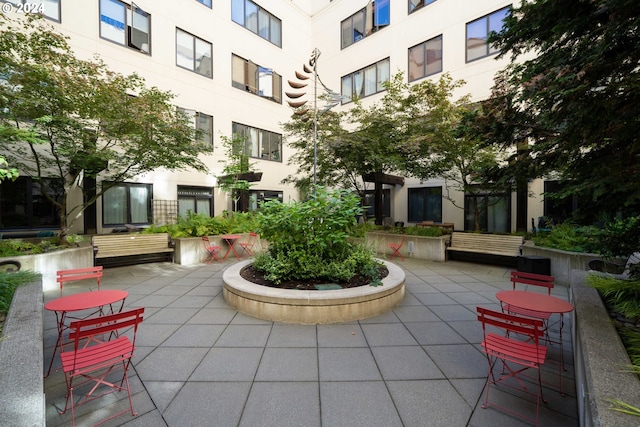 view of community featuring a patio