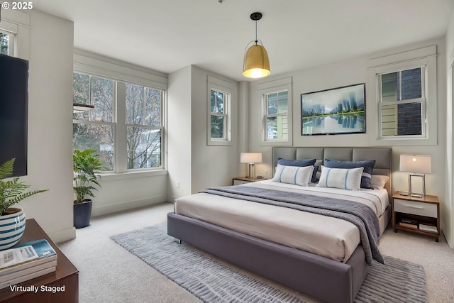 bedroom featuring baseboards and carpet