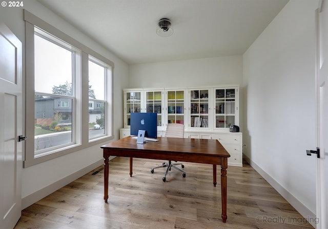 office area featuring light wood-type flooring