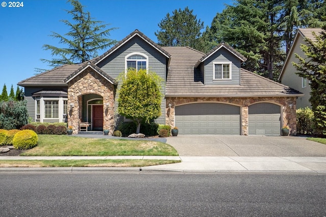 view of front of property featuring a garage