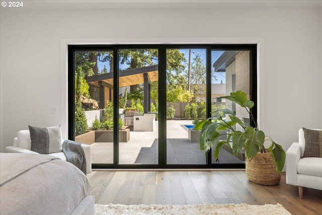 doorway to outside featuring hardwood / wood-style floors