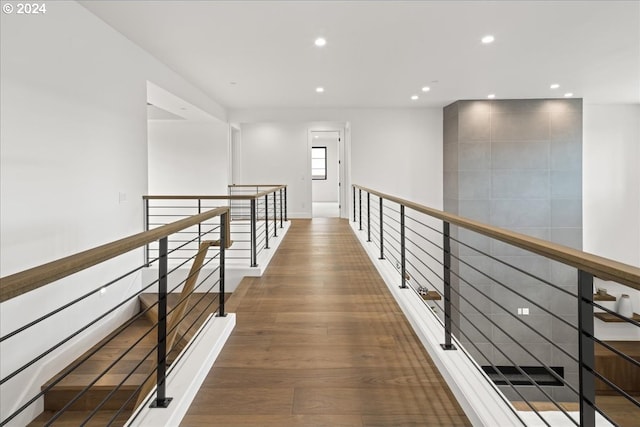 hallway featuring dark hardwood / wood-style floors