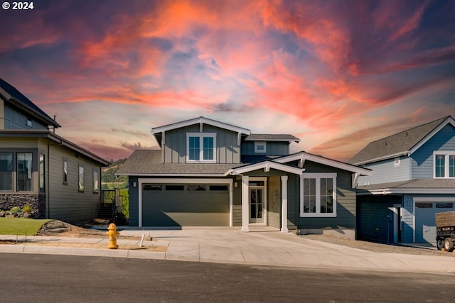 view of front of property featuring a garage