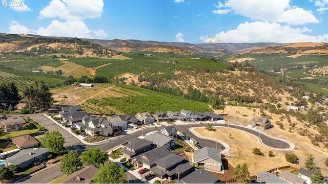 drone / aerial view with a mountain view