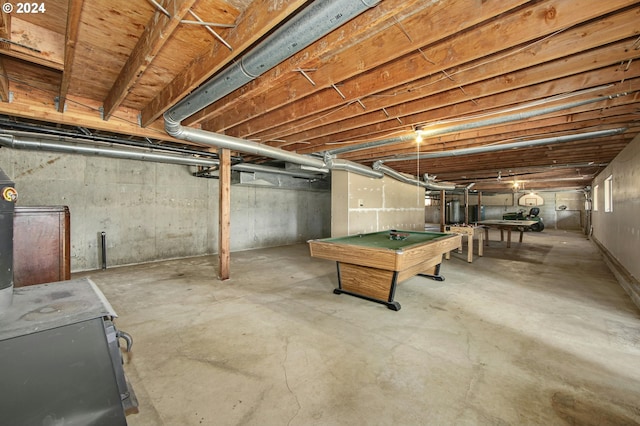 basement with pool table