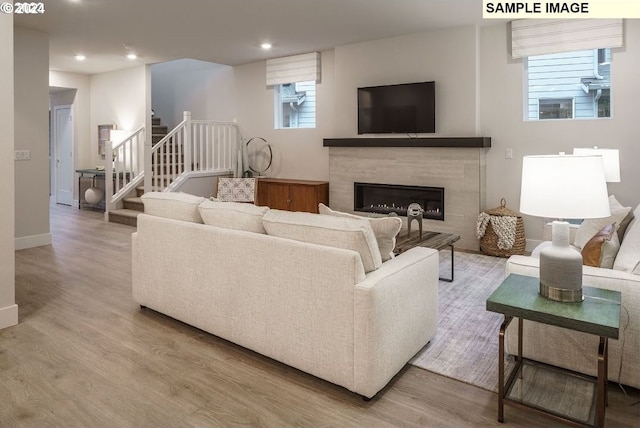 living room featuring light hardwood / wood-style flooring