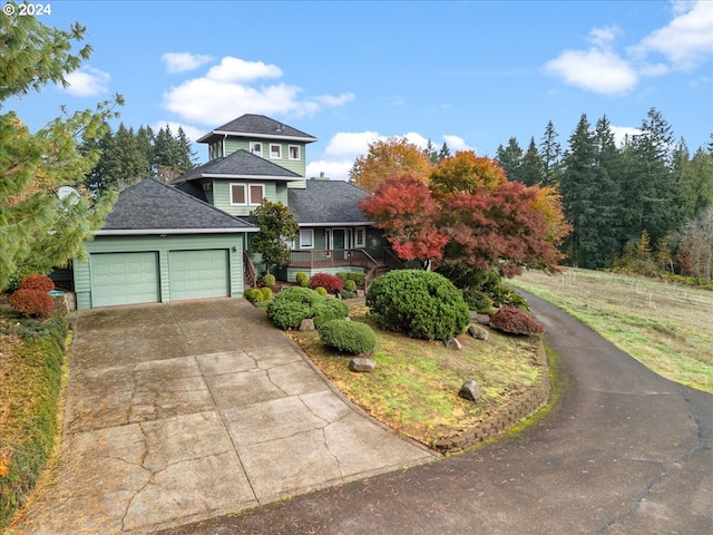 view of front of home with a front lawn and covered porch