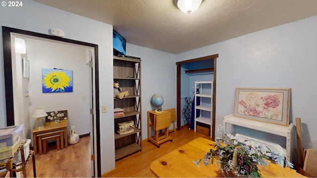 office area featuring light hardwood / wood-style flooring