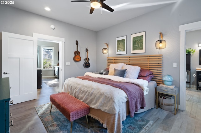 215 NE 30th Ave, Portland, OR 97232 - bedroom featuring wood finished floors, recessed lighting, and ceiling fan