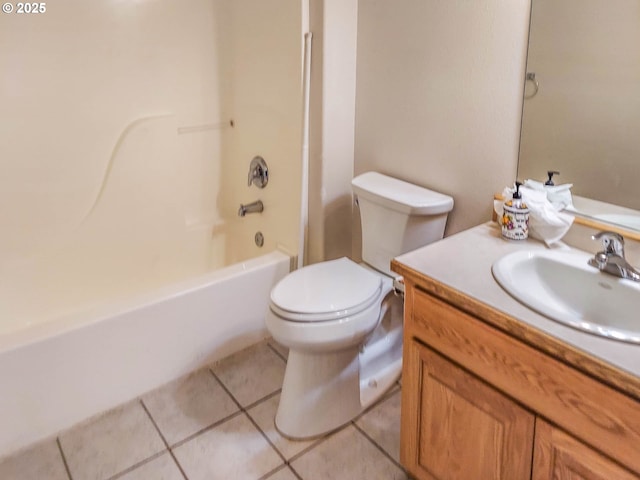 full bathroom featuring tile patterned floors, vanity, toilet, and bathing tub / shower combination