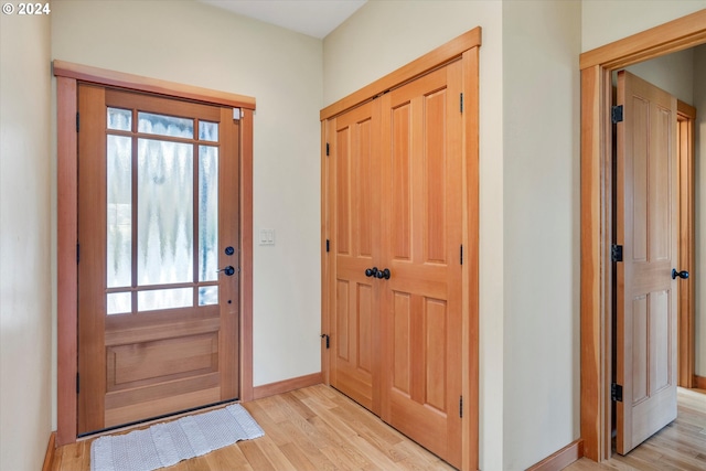 entrance foyer featuring a healthy amount of sunlight and light hardwood / wood-style flooring