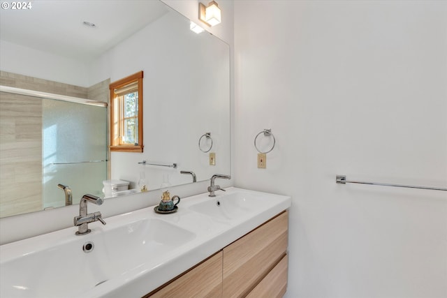 bathroom featuring vanity, walk in shower, and toilet