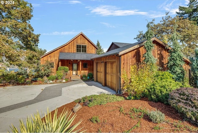 contemporary home with a garage