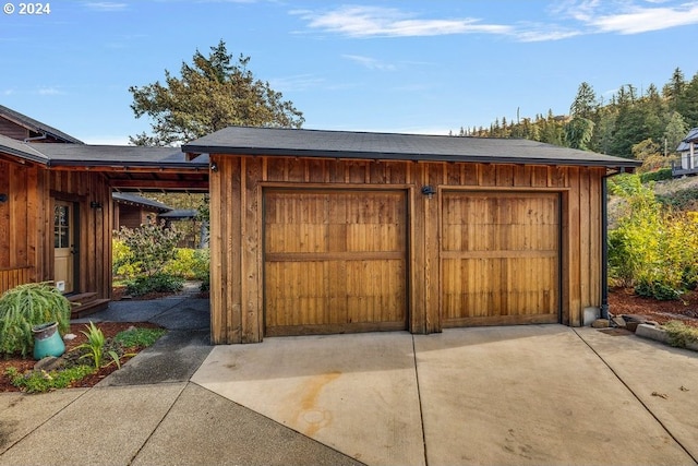 view of garage