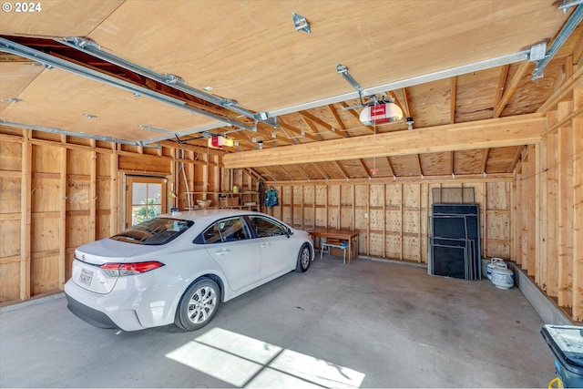 garage with a garage door opener