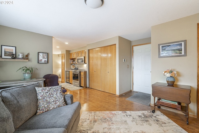 living room with light hardwood / wood-style floors