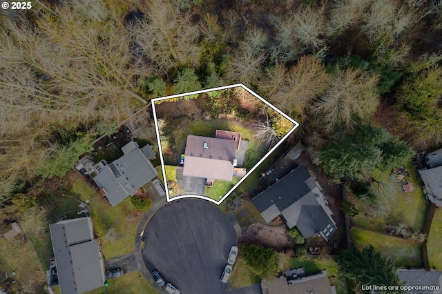 aerial view with a residential view