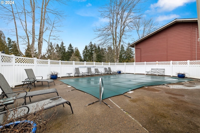 view of pool featuring a patio