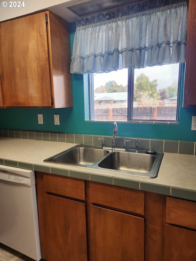 kitchen featuring sink and white dishwasher