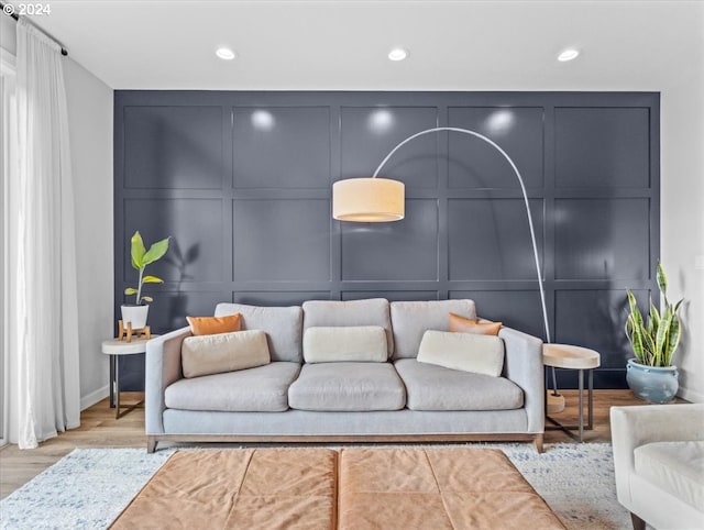 living room with light wood-type flooring