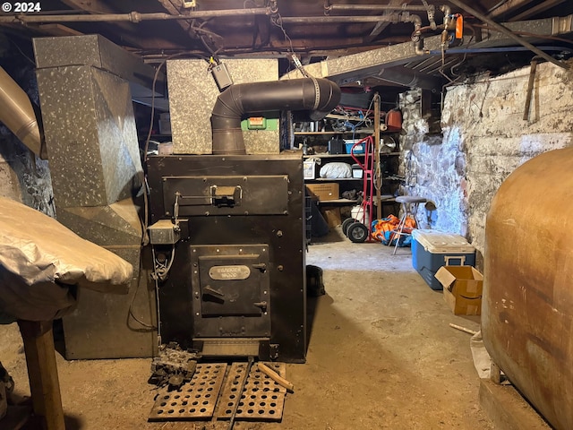 unfinished basement with heating fuel