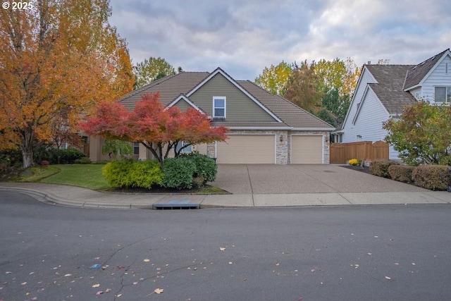 view of front of property featuring a garage