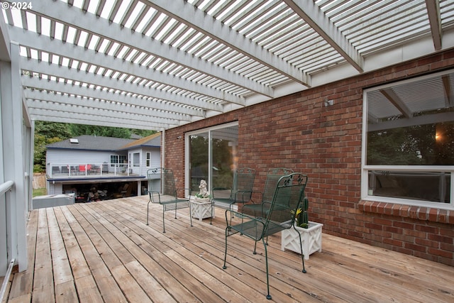 deck featuring a pergola