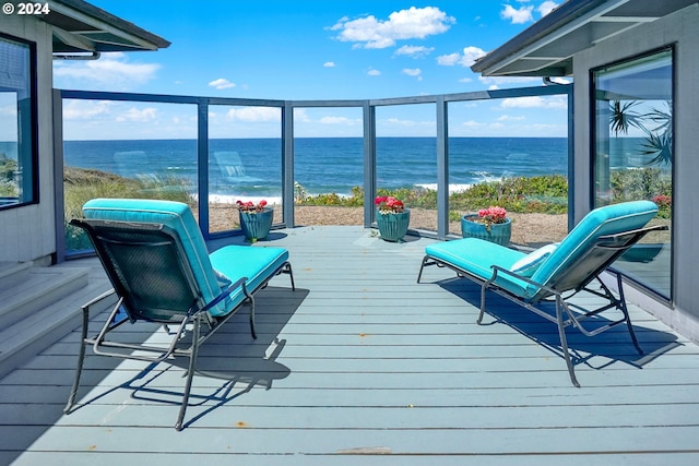 deck with a water view