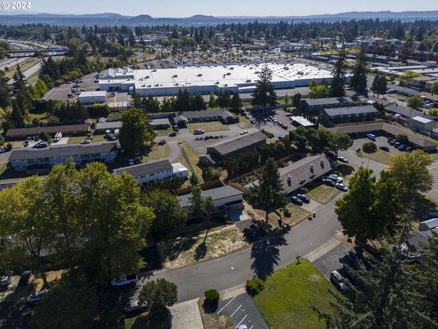 drone / aerial view featuring a mountain view