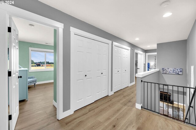 hall featuring light hardwood / wood-style floors