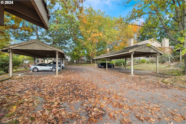 view of parking featuring a carport