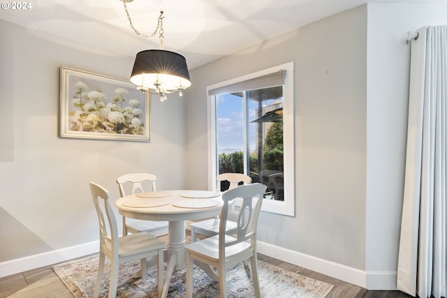 dining room with wood-type flooring