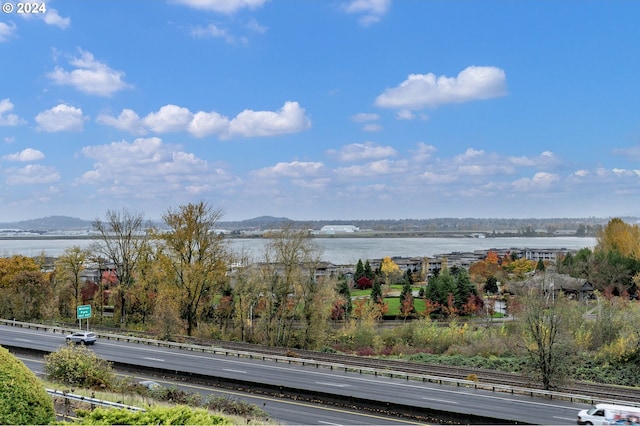 view of water feature with a mountain view